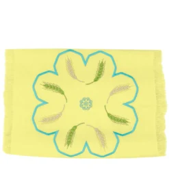 Runner giallo con frange multicolore Grano