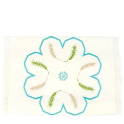 Runner Grano multicolore con frange in avorio
