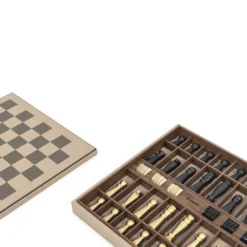 Scacchiera in pelle taupe