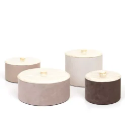 Scatola cilindrica media Kelly taupe con coperchio