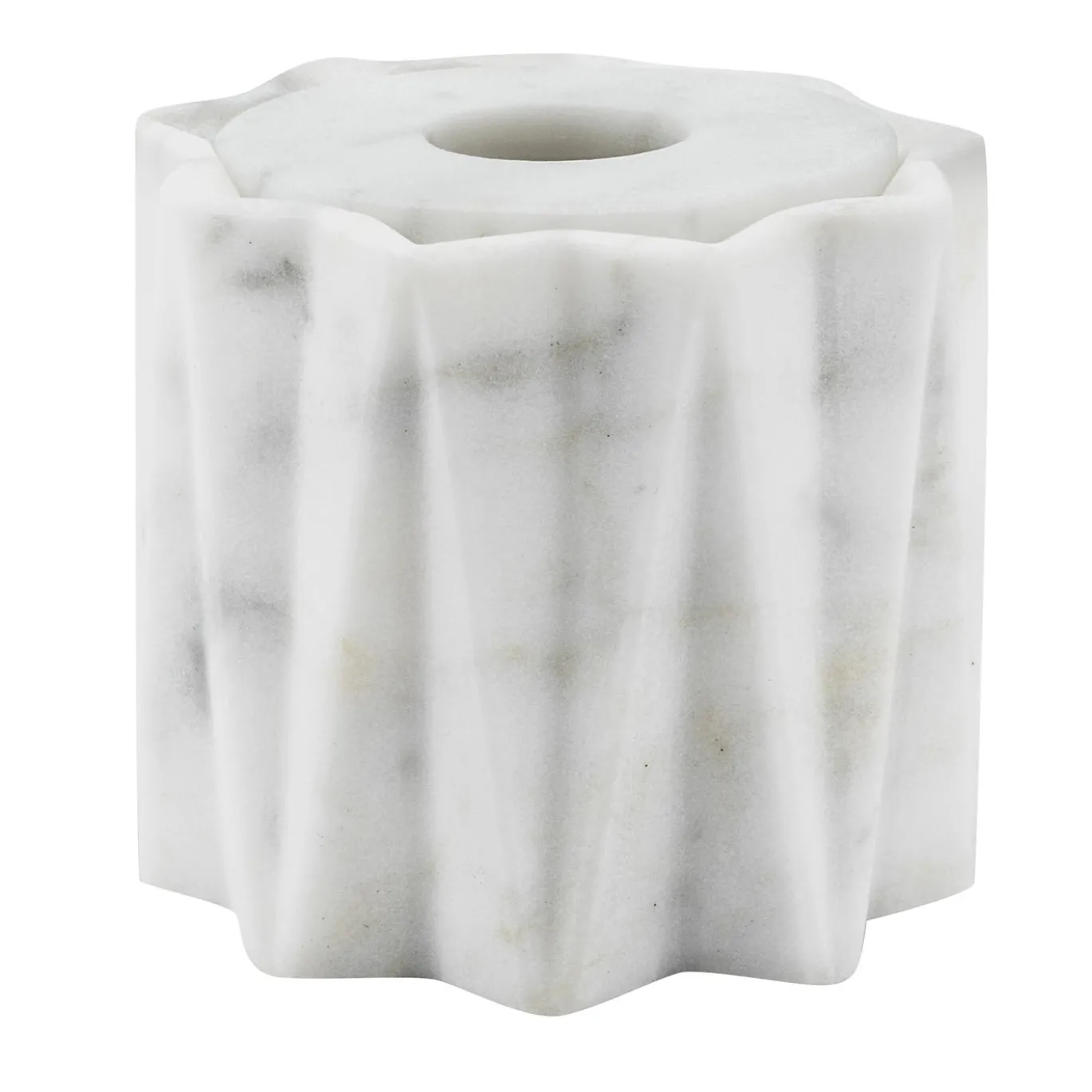 Scatola da bagno rotonda Fold in marmo Arabescato bianco