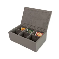 Scatola da tè in pelle Grigio Luna
