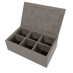 Scatola da tè in pelle Grigio Luna