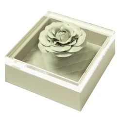 Scatola Fleur Rose quadrata piccola in pelle verde celadon