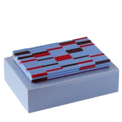 Scatola in ceramica azzurra Triadi e Rivolti con coperchio in mosaico azzurro