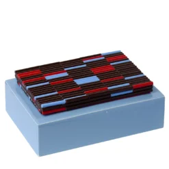 Scatola in ceramica azzurro Triadi e Rivolti con coperchio in mosaico marrone
