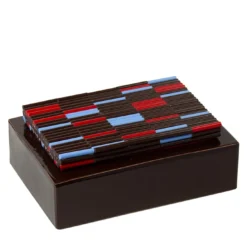 Scatola in ceramica marrone Triadi e Rivolti con coperchio in mosaico marrone