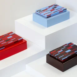 Scatola in ceramica rossa Triadi e Rivolti con coperchio in mosaico rosso