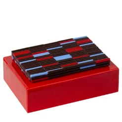 Scatola in ceramica rossa Triadi e Rivolti con coperchio in mosaico marrone