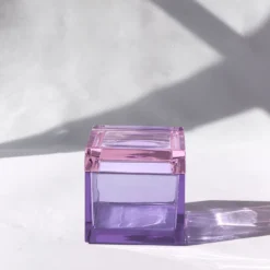 Scatola in cristallo soffiato a mano violetto chiaro Palmi
