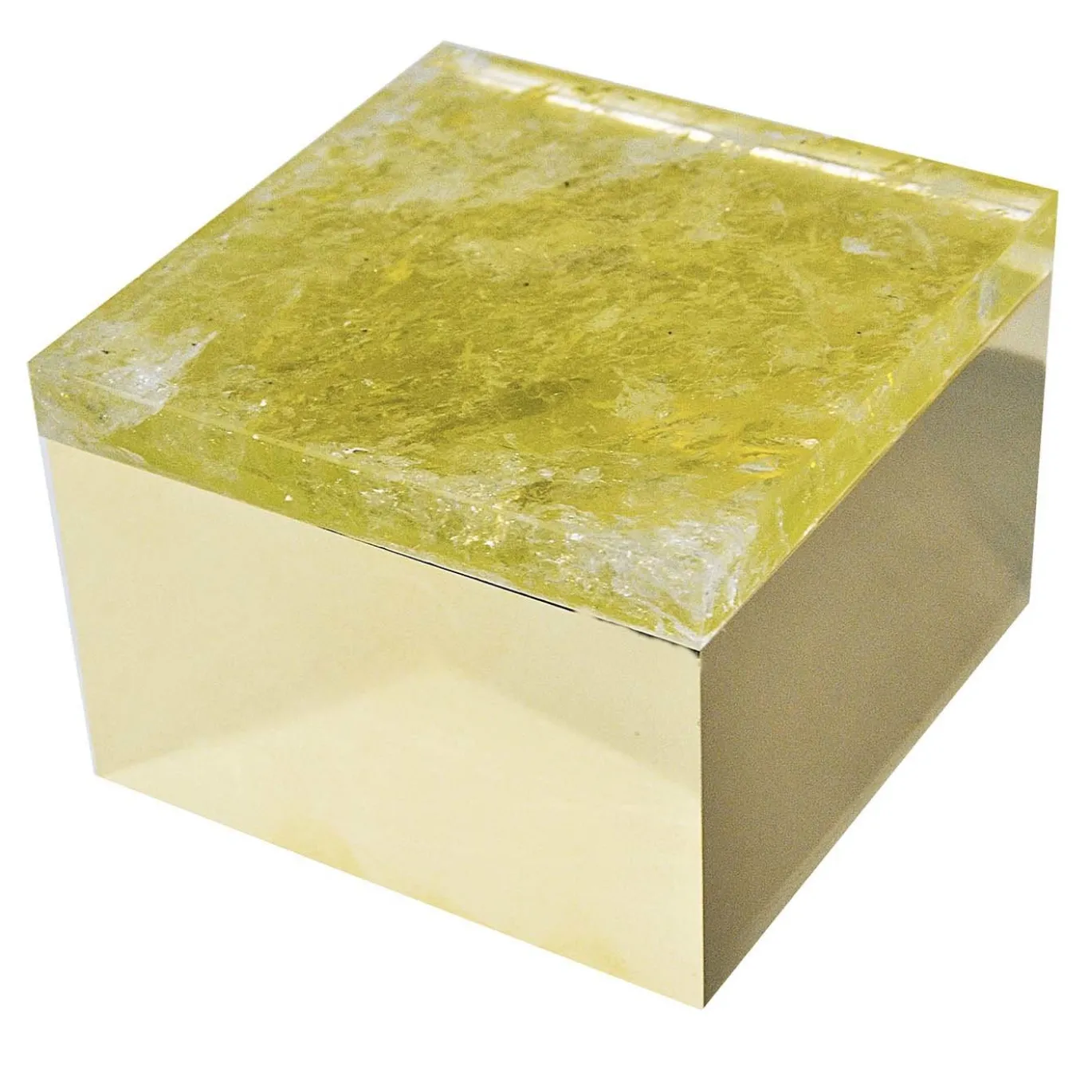 Scatola in ottone di quarzo giallo