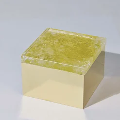 Scatola in ottone di quarzo giallo