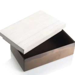 Scatola in Pelle di Anguila e Ottone Lucido con Coperchio