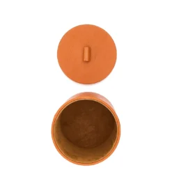 Scatola media per gioielli in pelle caramello