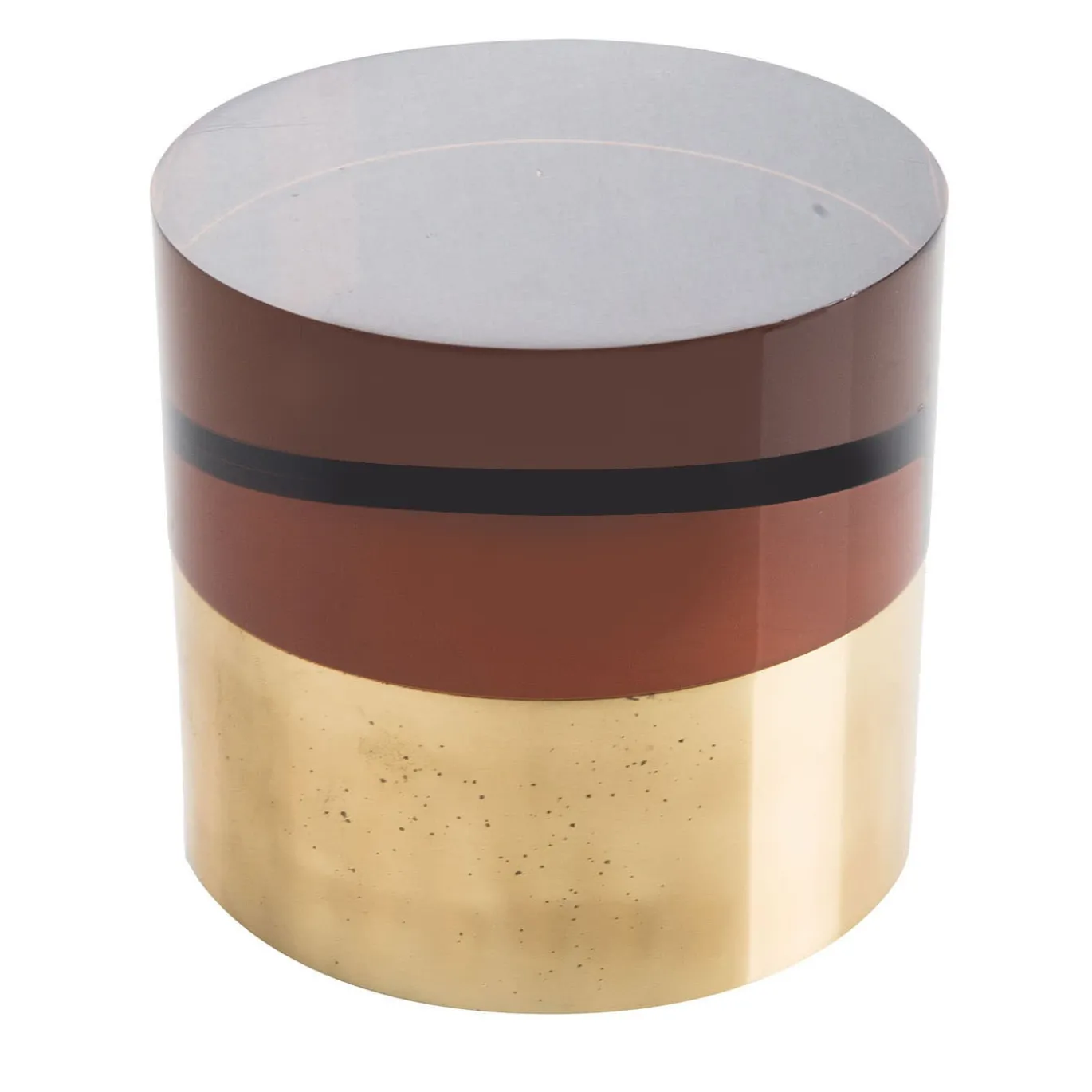Scatola Ovale in Plex e Ottone con Coperchio Ice