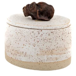 Scatola Ovale Speckled in Gres con Coperchio