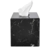 Scatola per fazzoletti quadrata in marmo nero Marquina