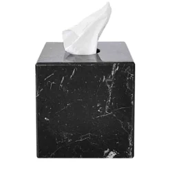 Scatola per fazzoletti quadrata in marmo nero Marquina