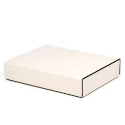 Scatola per occhiali in pelle crema con specchio