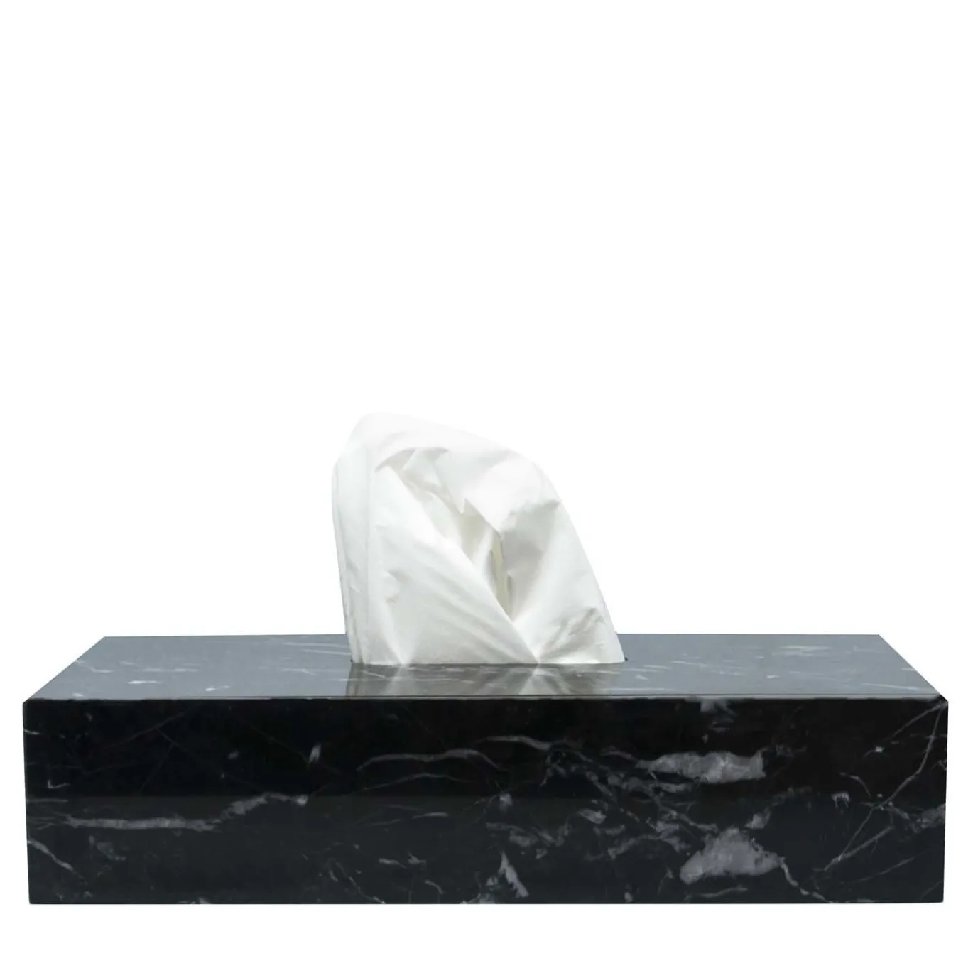 Scatola per tessuti in marmo nero