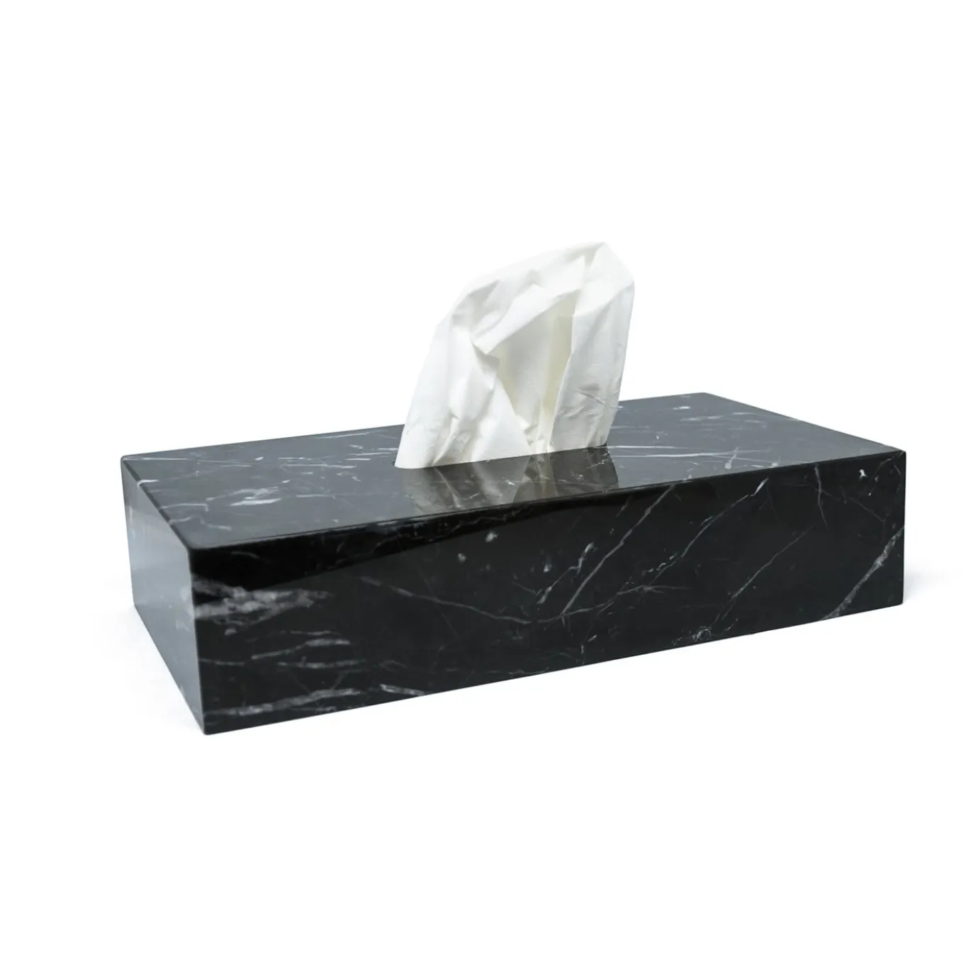 Scatola per tessuti in marmo nero