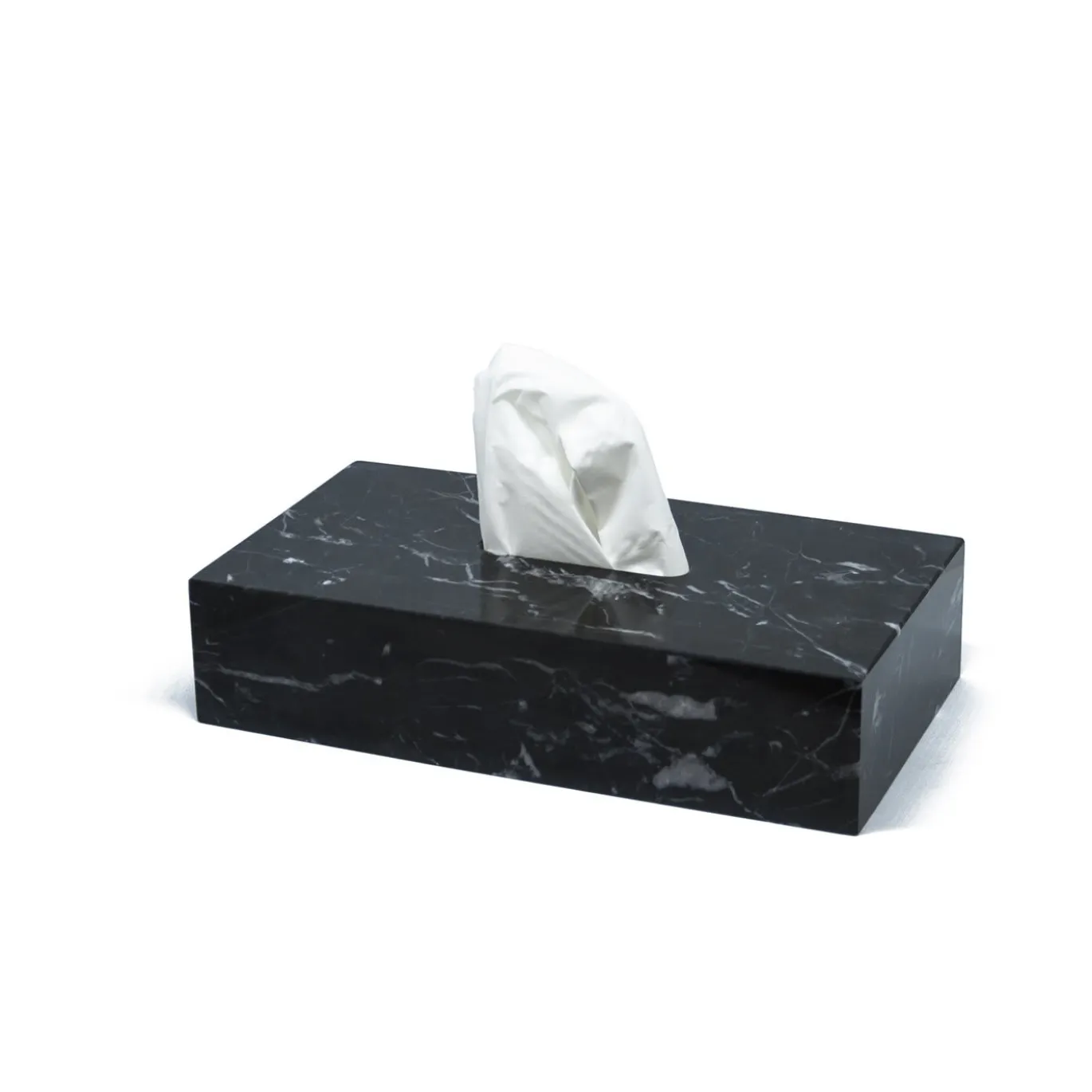 Scatola per tessuti in marmo nero