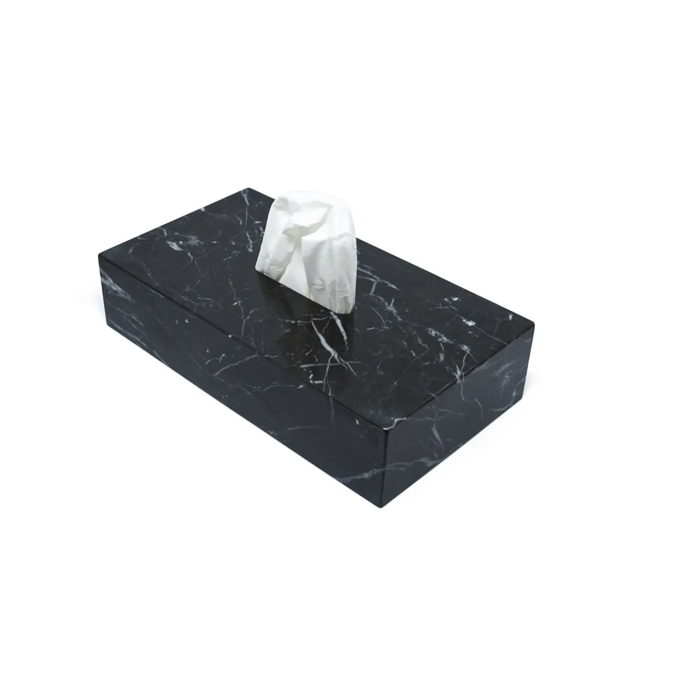 Scatola per tessuti in marmo nero