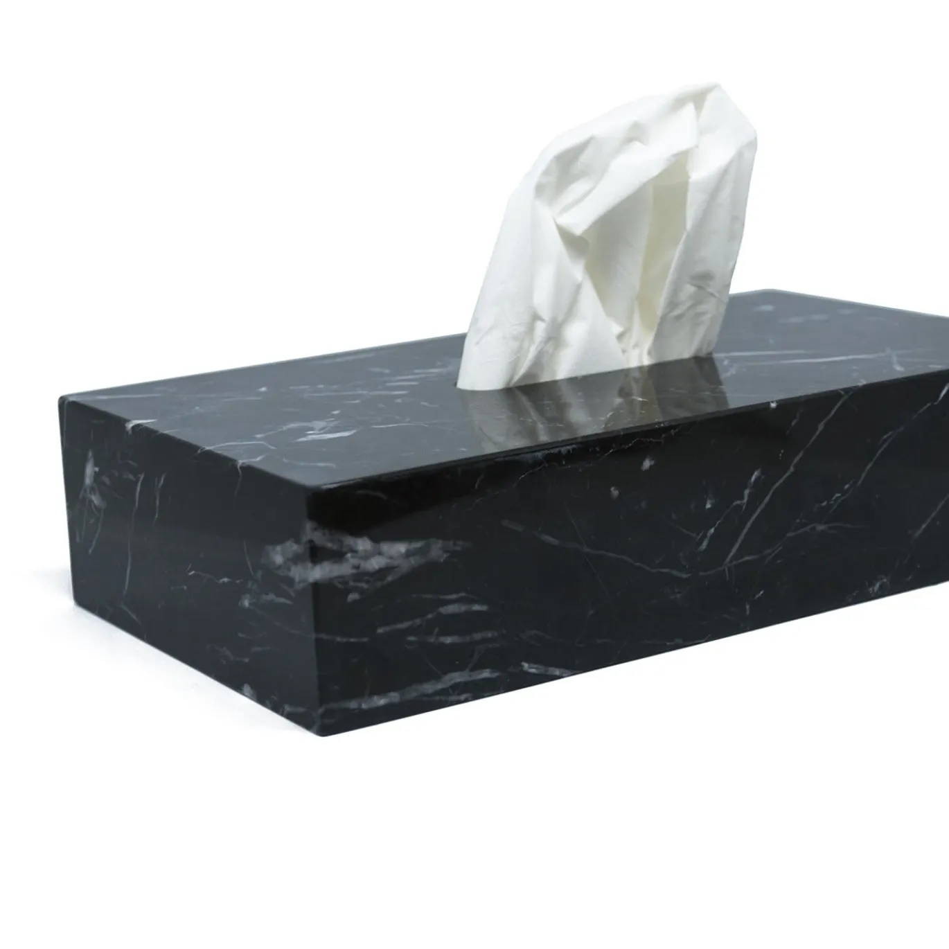 Scatola per tessuti in marmo nero