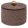 Scatola piccola cilindrica Kelly marrone con coperchio