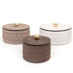 Scatola piccola cilindrica Kelly marrone con coperchio