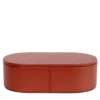 Scatola piccola con coperchio Oltrarno in legno e pelle rossa persiana