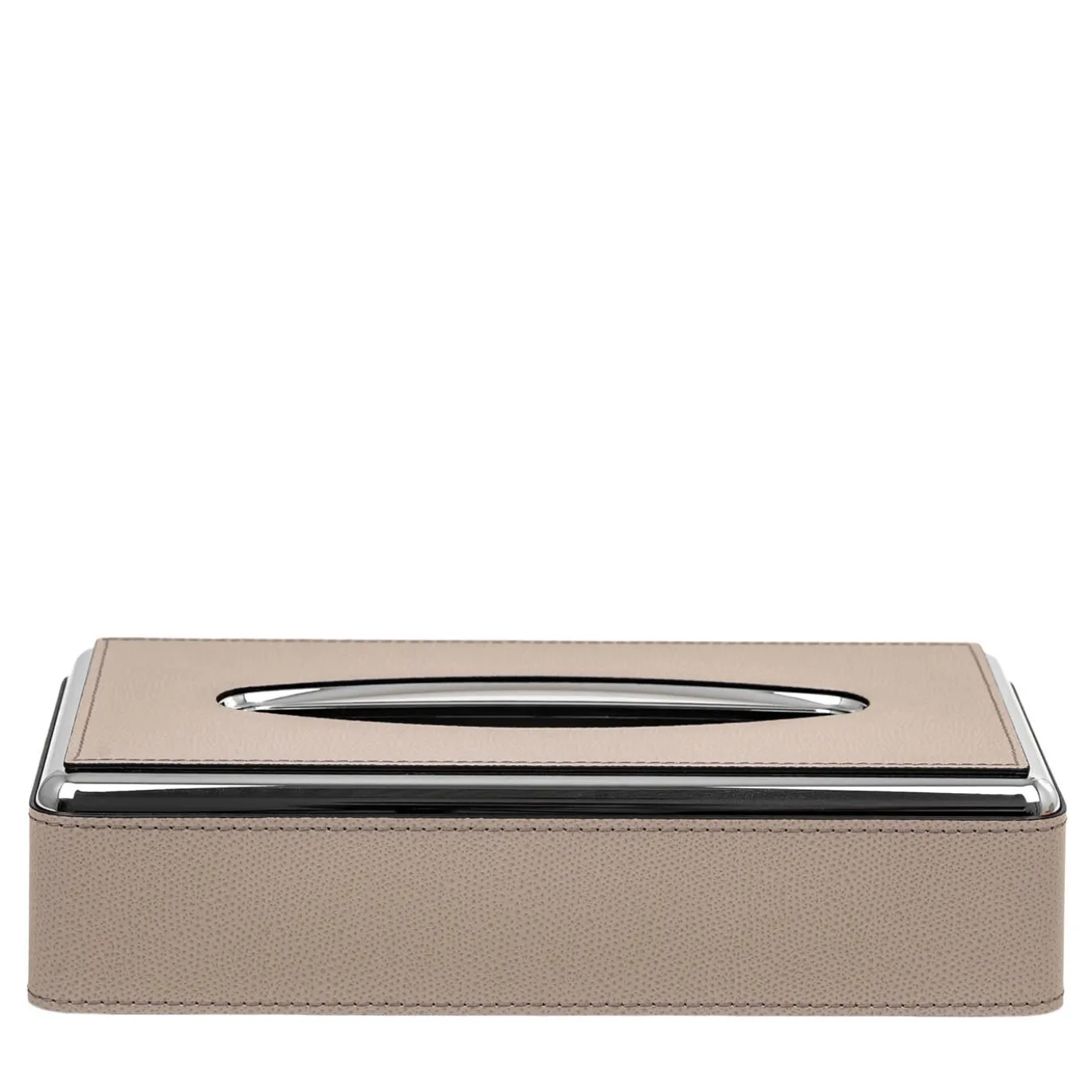Scatola porta fazzoletti in pelle taupe