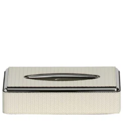Scatola porta fazzoletti in pelle crema