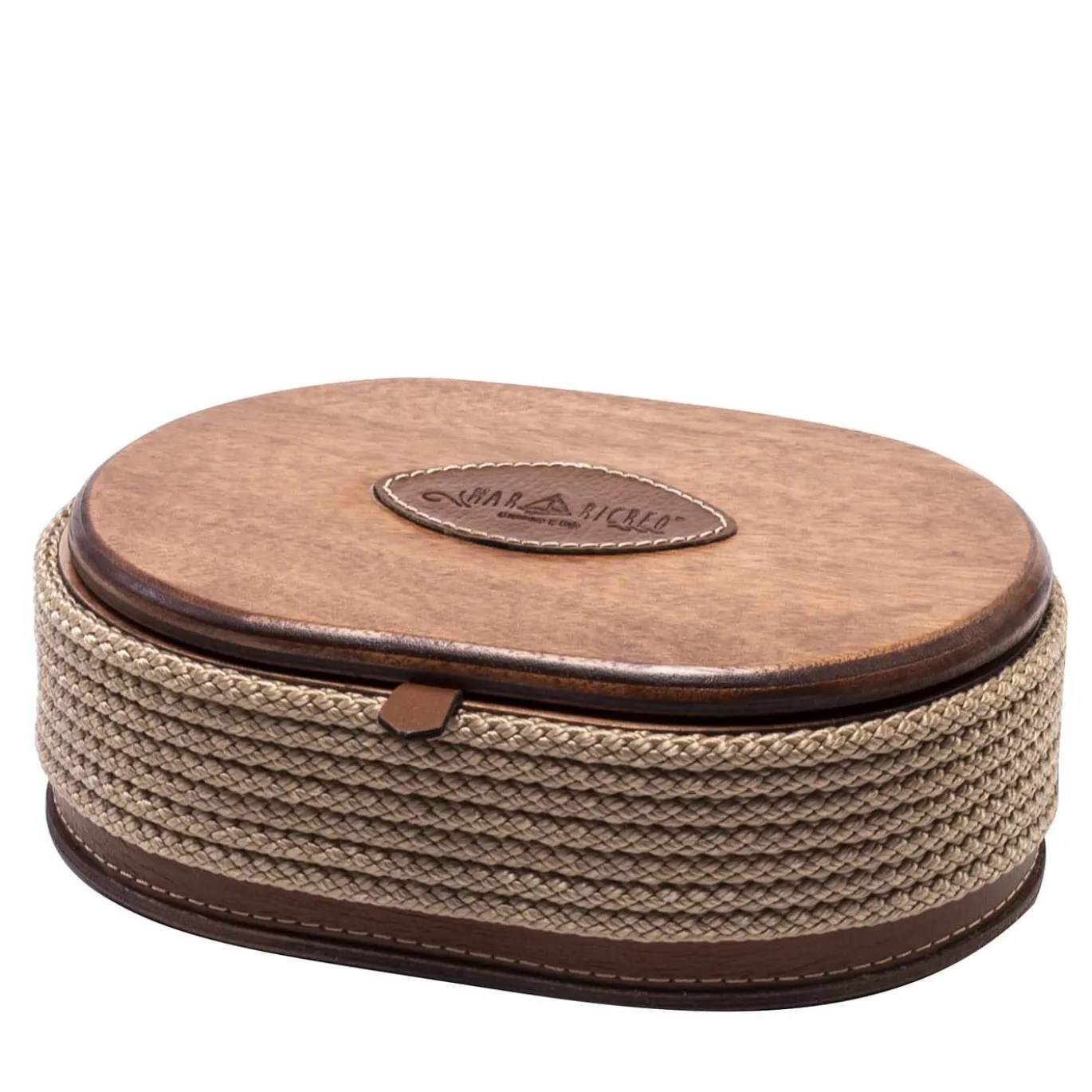 Scatola portagioie ovale in corda beige