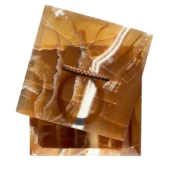 Scatola rettangolare Brigitte in Onice color caramello
