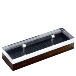 Scatola rettangolare lunga Diana Ebony intrecciata a mano
