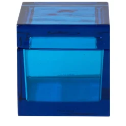 Scatola scultorea in cristallo soffiato a mano Palmi Blu Turchese