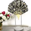 Scultura a ventaglio in vetro nero e oro di Eleganza Orientale