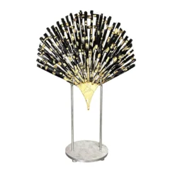 Scultura a ventaglio in vetro nero e oro di Eleganza Orientale