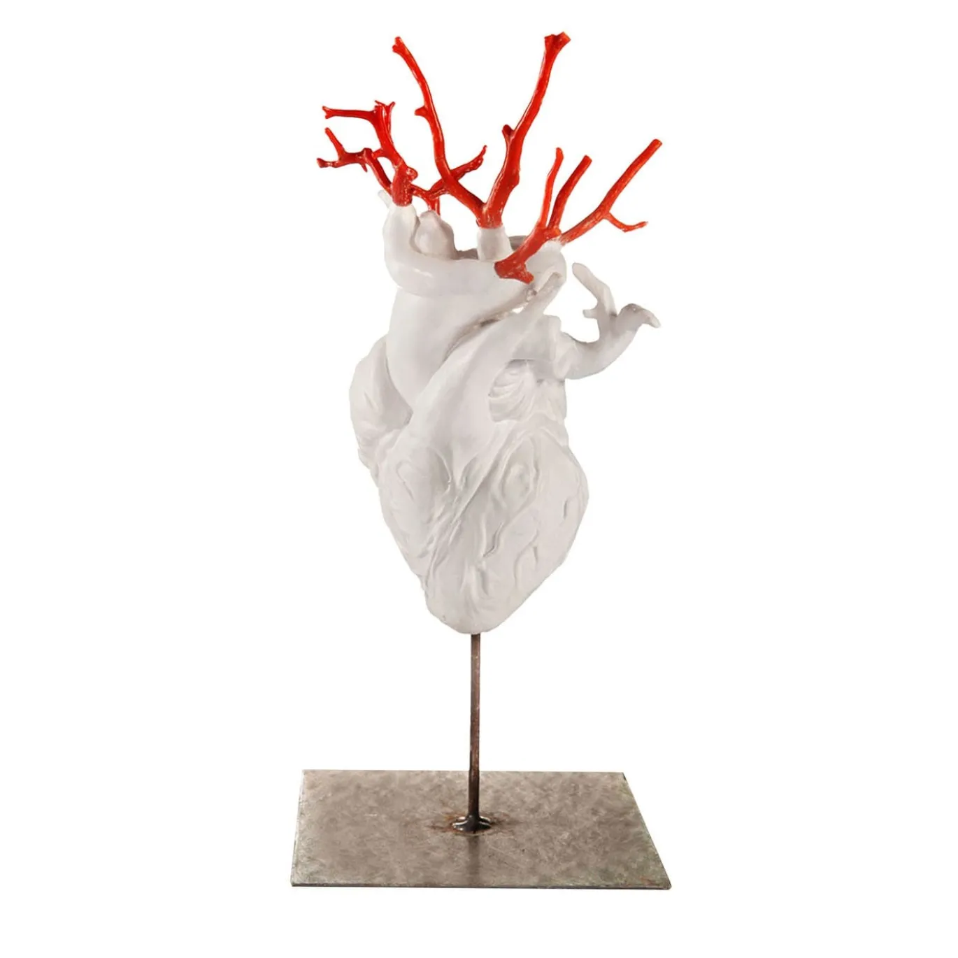 Scultura Cuore in Terracotta Bianca