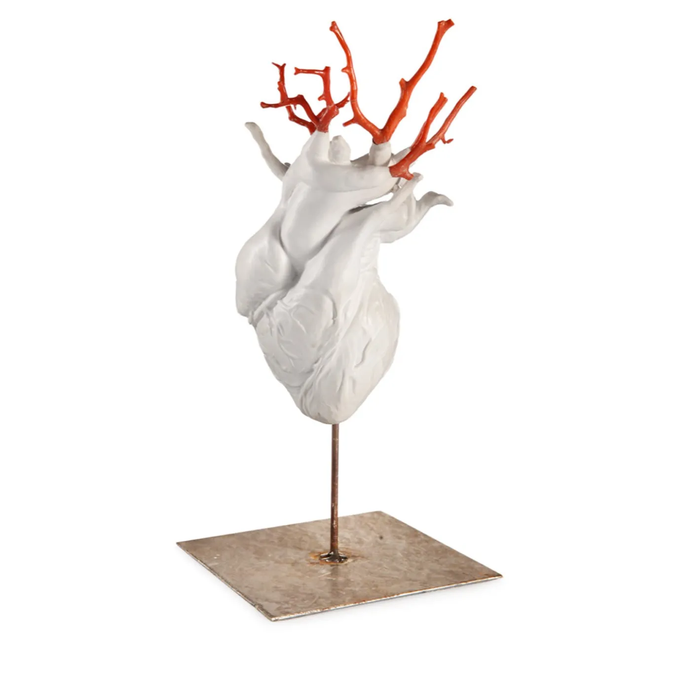 Scultura Cuore in Terracotta Bianca
