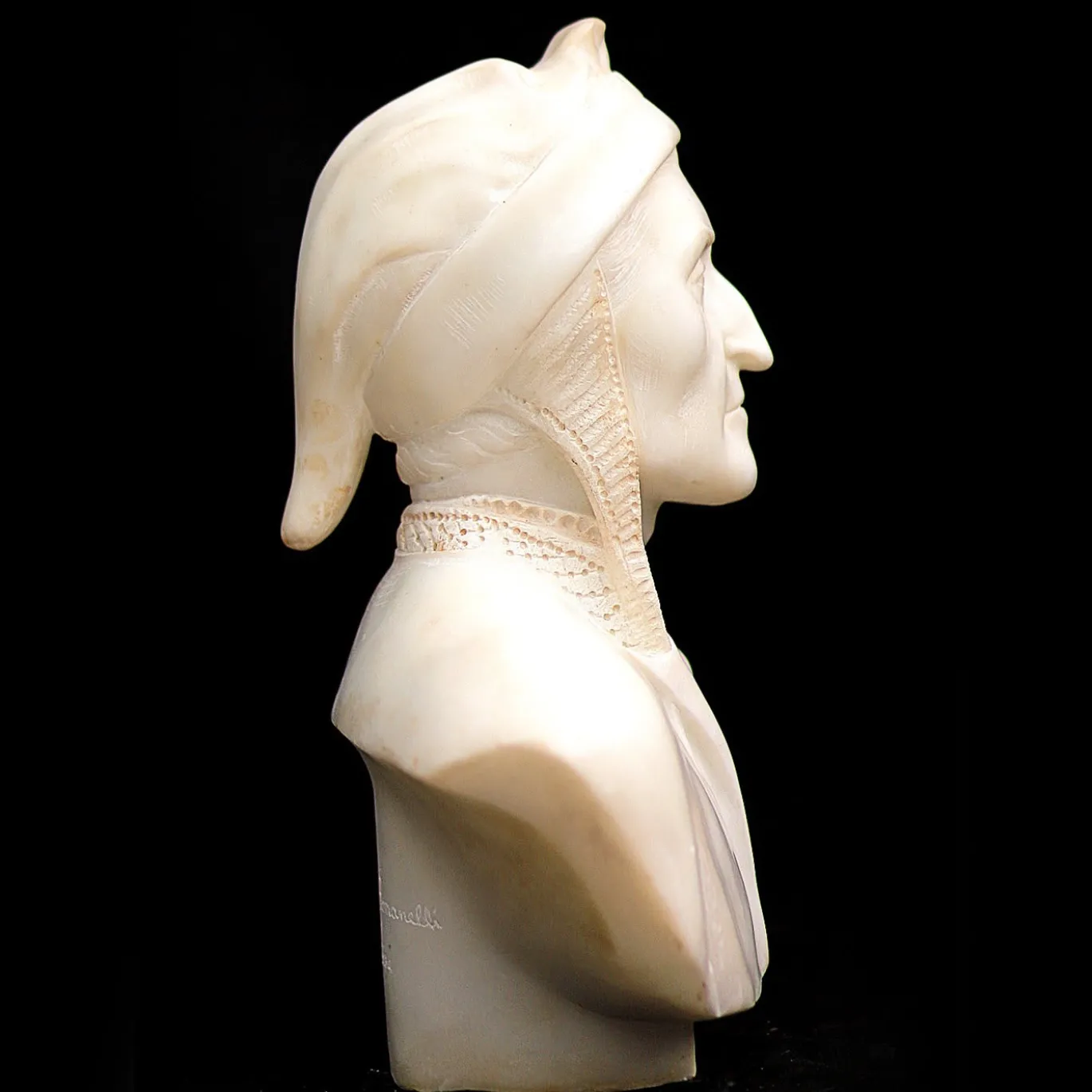 Scultura Dante Alighieri in Marmo Bianco