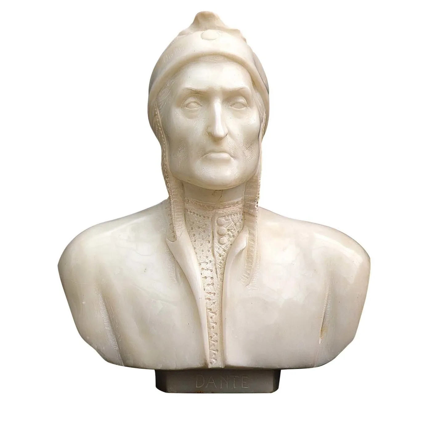 Scultura Dante Alighieri in Marmo Bianco