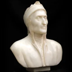 Scultura Dante Alighieri in Marmo Bianco