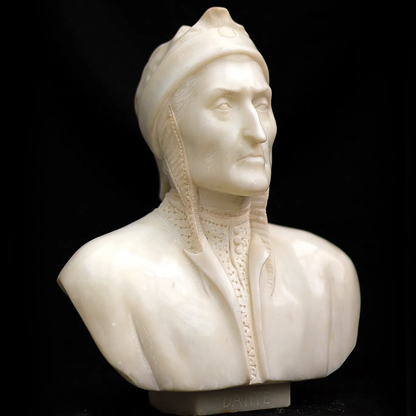 Scultura Dante Alighieri in Marmo Bianco
