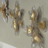 Scultura da parete in oro e vetro trasparente Fiore