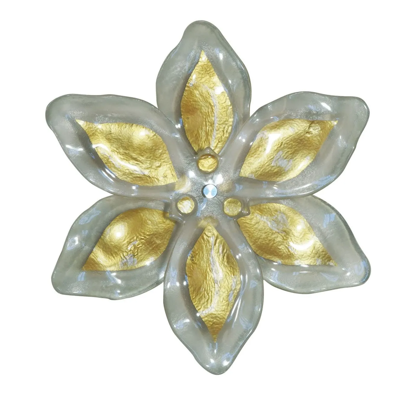 Scultura da parete in oro e vetro trasparente Fiore