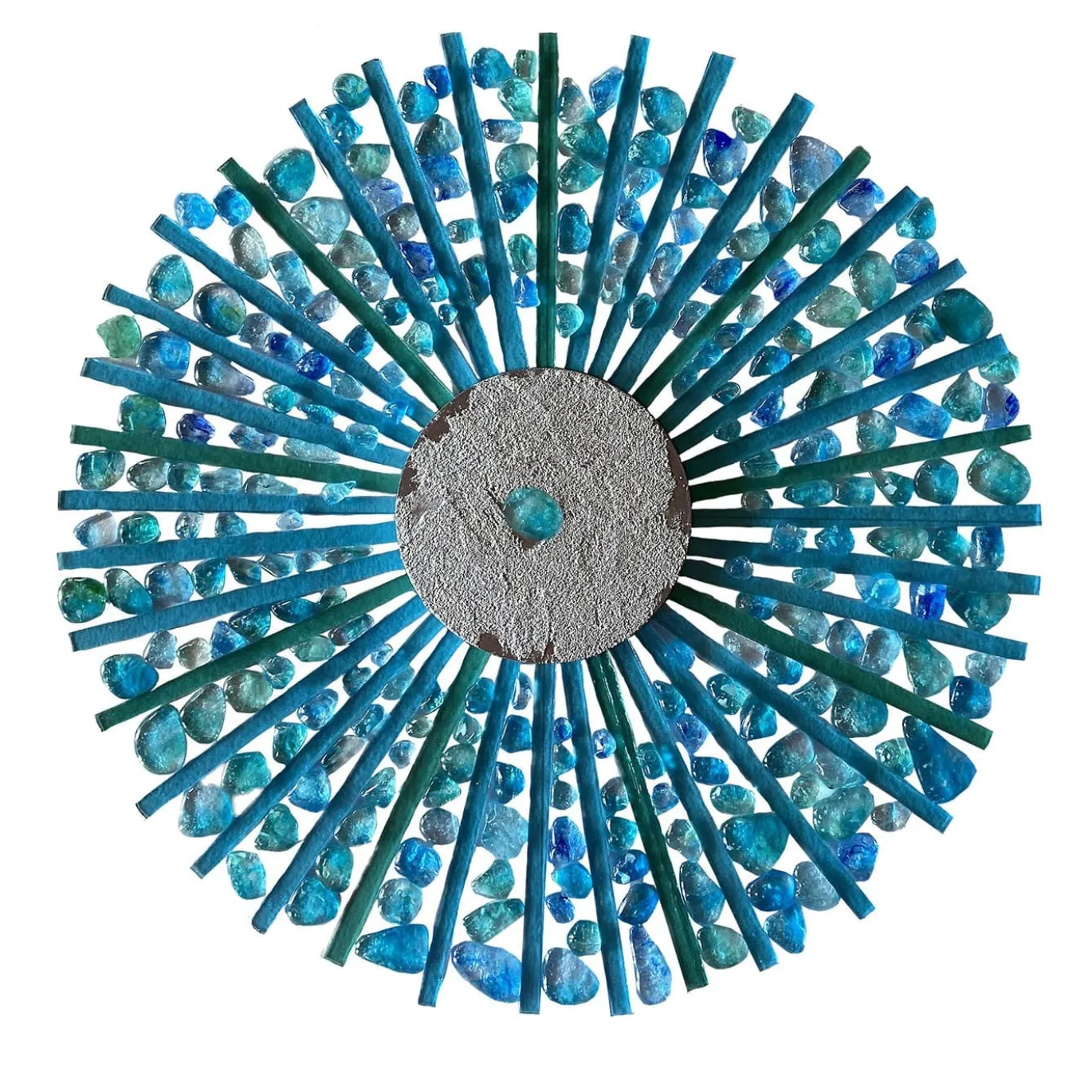 Scultura da parete in vetro azzurro Radiale