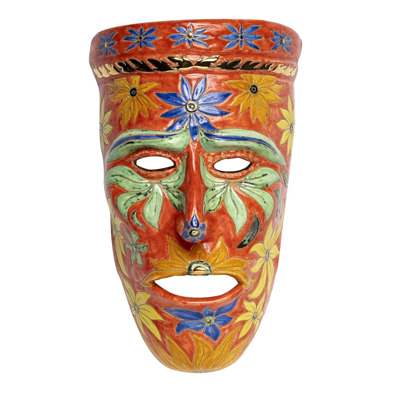 Scultura da parete Maschera Ornamentale in ceramica #1