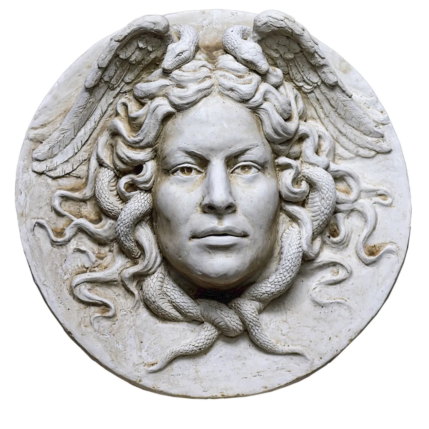 Scultura da Parete Medusa a Bassorilievo Bianca di Romanelli